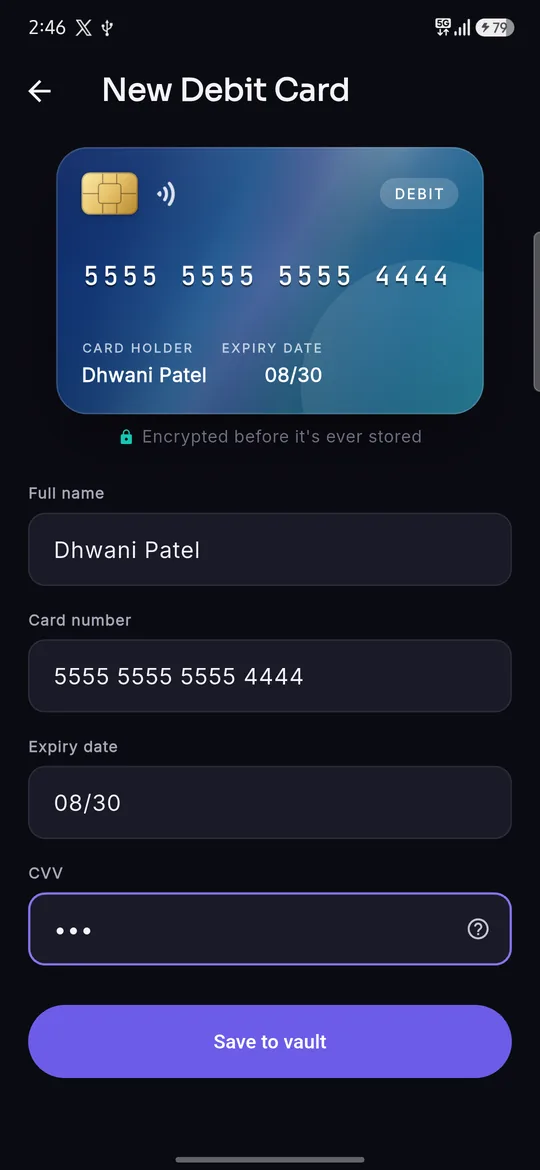 Family Vault, Adding a card