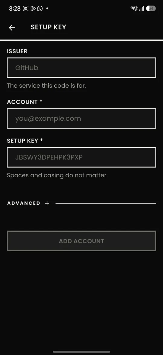 KyAuth, Setup key